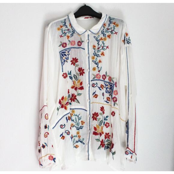 NEW JOHNNY WAS Zodea Almeria Embroidered Blouse, Size XL - Picture 2 of 10